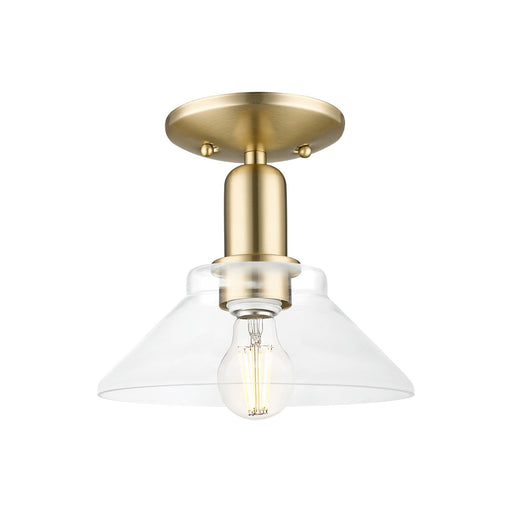 Innovations Orwell 8.38in 1-Light Semi-Flush Mount | Industrial Champagne Bronze Steel and Clear Glass | Hallway & Entryway | 8.38 | Model 716-1C-CB-G132