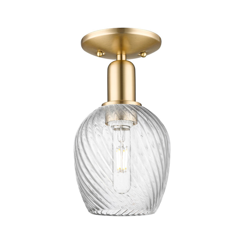 Innovations Salina 6in 1-Light Semi-Flush Mount | Industrial Champagne Bronze Steel and Clear Spiral Fluted Glass | Entryway & | Model 716-1C-CB-G292