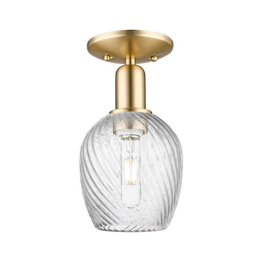 Innovations Salina 6in 1-Light Semi-Flush Mount | Industrial Champagne Bronze Steel and Clear Spiral Fluted Glass | Entryway & | Model 716-1C-CB-G292