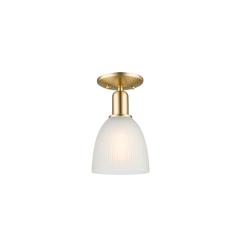 Innovations Castile 6in 1-Light Semi-Flush Mount | Industrial Champagne Bronze Steel and White Glass Dome | Damp-Rated Hallway & | Model 716-1C-CB-G381