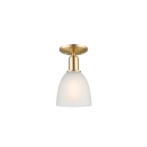 Innovations Castile 6in 1-Light Semi-Flush Mount | Industrial Champagne Bronze Steel and White Glass Dome | Damp-Rated Hallway & | Model 716-1C-CB-G381
