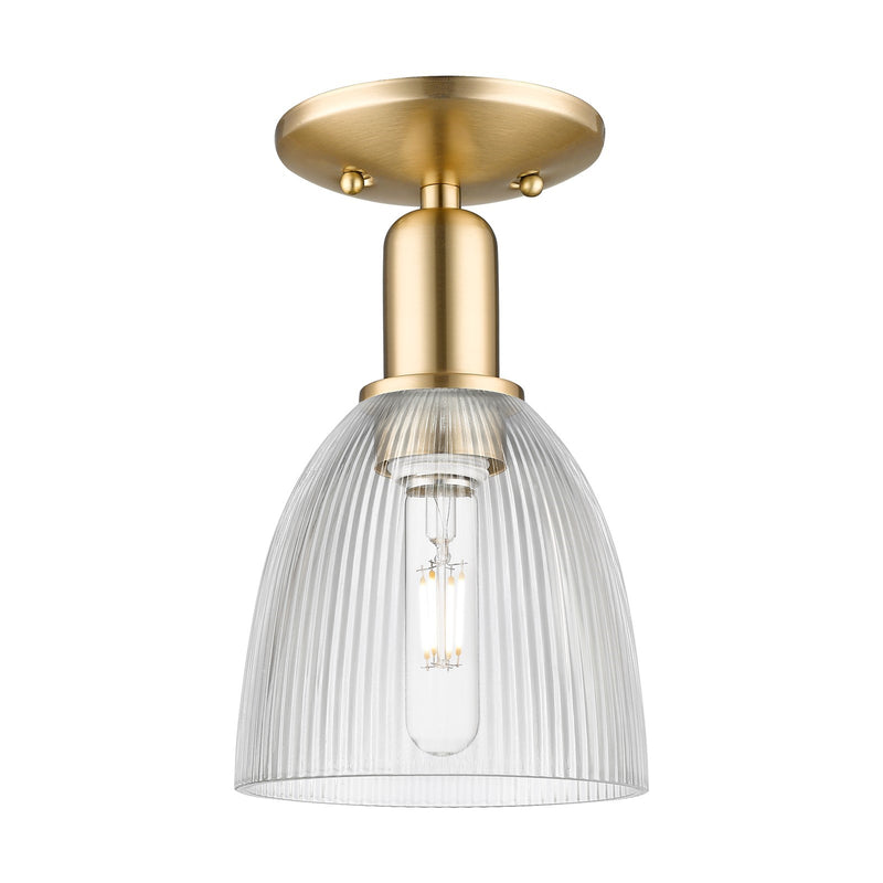 Innovations Castile 6in 1-Light Semi-Flush Mount | Industrial Champagne Bronze Steel and Clear Glass | Entryway & Hallway | 6 x 6 x | Model 716-1C-CB-G382