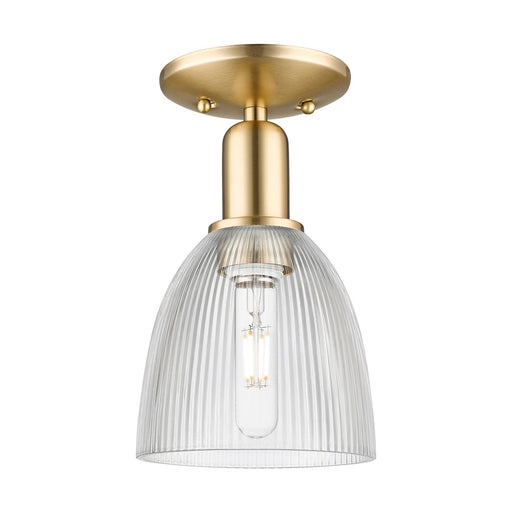 Innovations Castile 6in 1-Light Semi-Flush Mount | Industrial Champagne Bronze Steel and Clear Glass | Entryway & Hallway | 6 x 6 x | Model 716-1C-CB-G382