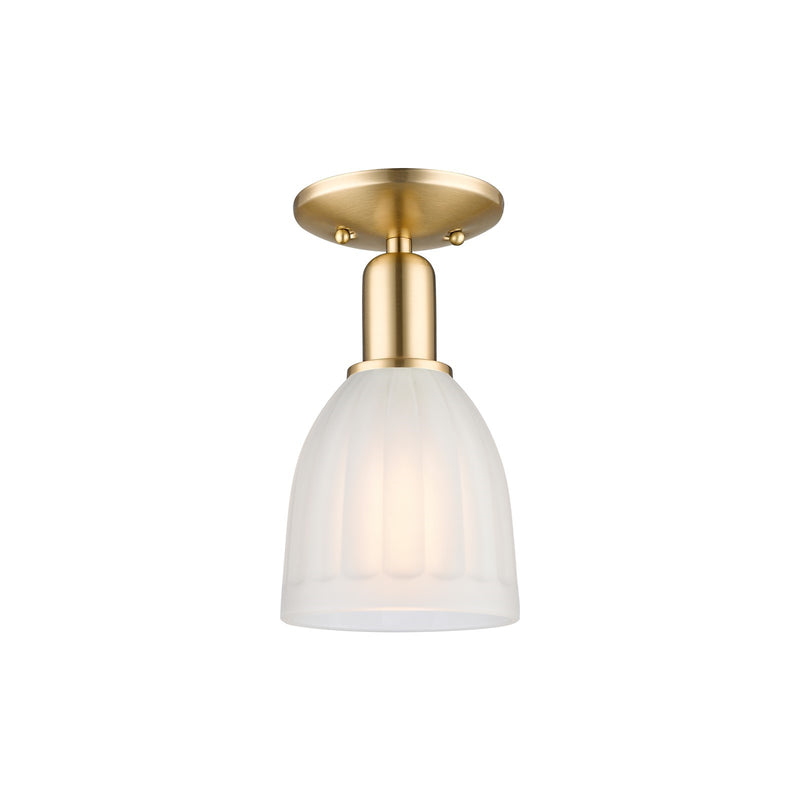 Innovations Brookfield 6in 1-Light Semi-Flush Mount | Industrial Champagne Bronze Steel and White Frosted Ribbed Glass | Entryway & | Model 716-1C-CB-G441