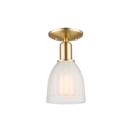 Innovations Brookfield 6in 1-Light Semi-Flush Mount | Industrial Champagne Bronze Steel and White Frosted Ribbed Glass | Entryway & | Model 716-1C-CB-G441