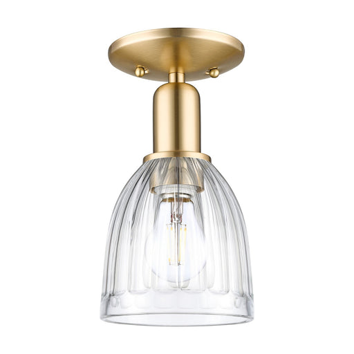 Innovations Brookfield 6in 1-Light Semi-Flush Mount | Industrial Champagne Bronze Steel and Clear Ribbed Glass | Entryway & Hallway | Model 716-1C-CB-G442