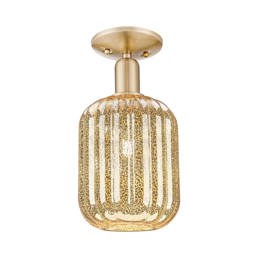 Innovations Preston Cylinder 6.75in 1-Light Semi-Flush Mount | Industrial Champagne Bronze Steel and Mercury Glass | Entryway & | Model 716-1C-CB-G460-7ME