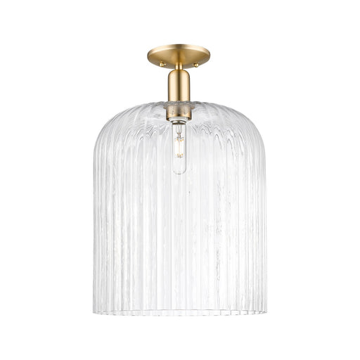 Innovations Bridal Veil 12in 1-Light Semi-Flush Mount | Industrial Champagne Bronze Steel and Clear Ribbed Glass | Entryway & | Model 716-1C-CB-G559-12CL