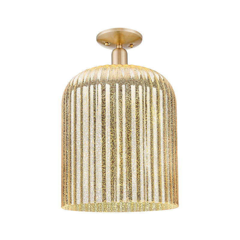 Innovations Bridal Veil 12in 1-Light Semi-Flush Mount | Industrial Champagne Bronze Steel and Mercury Ribbed Glass | Entryway | Model 716-1C-CB-G559-12ME