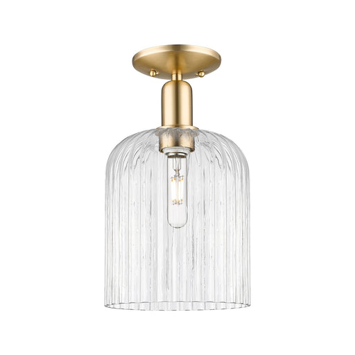 Innovations Bridal Veil 8in 1-Light Semi-Flush Mount | Industrial Champagne Bronze Steel and Clear Ribbed Glass | Entryway & | Model 716-1C-CB-G559-8CL