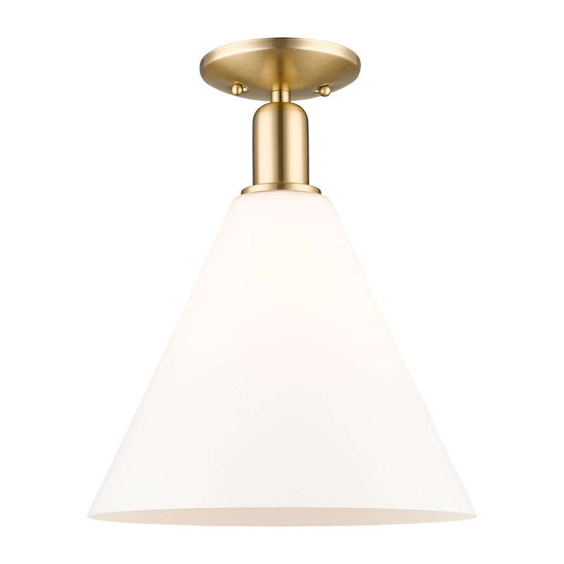 Innovations Berkshire Glass 12in 1-Light Semi-Flush Mount | Industrial Champagne Bronze Steel and Matte White Glass | Kitchen & | Model 716-1C-CB-GBC-121