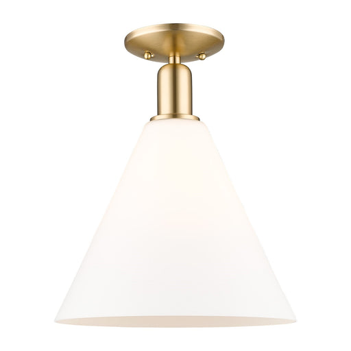 Innovations Berkshire Glass 12in 1-Light Semi-Flush Mount | Industrial Champagne Bronze Steel and Matte White Glass | Kitchen & | Model 716-1C-CB-GBC-121