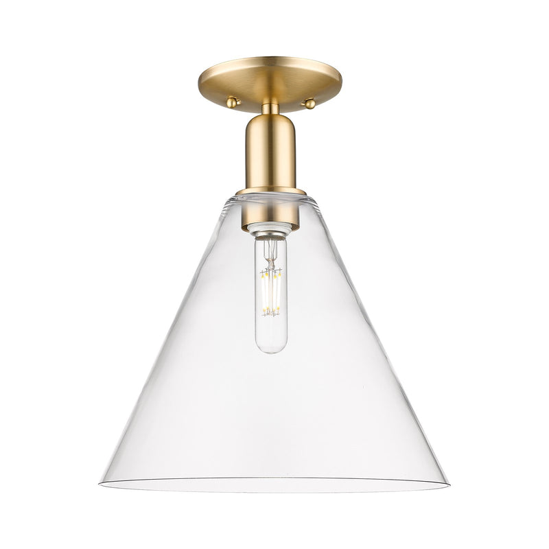 Innovations Berkshire Glass 12in 1-Light Semi-Flush Mount | Industrial Champagne Bronze Steel and Clear Glass | Entryway & | Model 716-1C-CB-GBC-122