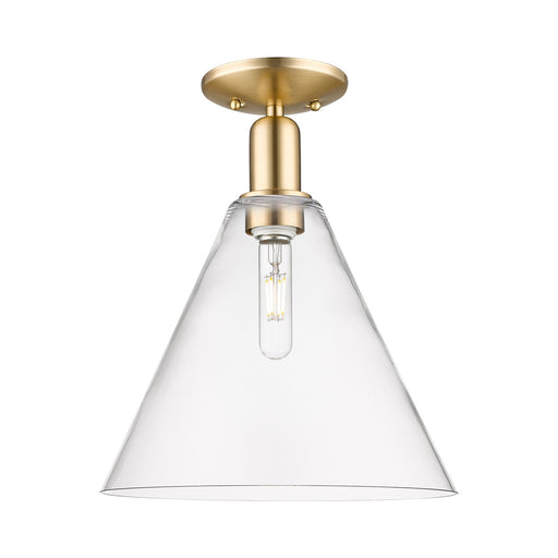 Innovations Berkshire Glass 12in 1-Light Semi-Flush Mount | Industrial Champagne Bronze Steel and Clear Glass | Entryway & | Model 716-1C-CB-GBC-122