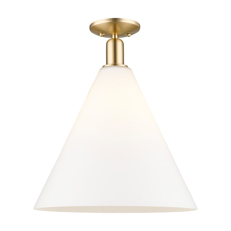 Innovations Berkshire Glass 16in 1-Light Semi-Flush Mount | Industrial Champagne Bronze Steel and Matte White Glass | Hallway & | Model 716-1C-CB-GBC-161