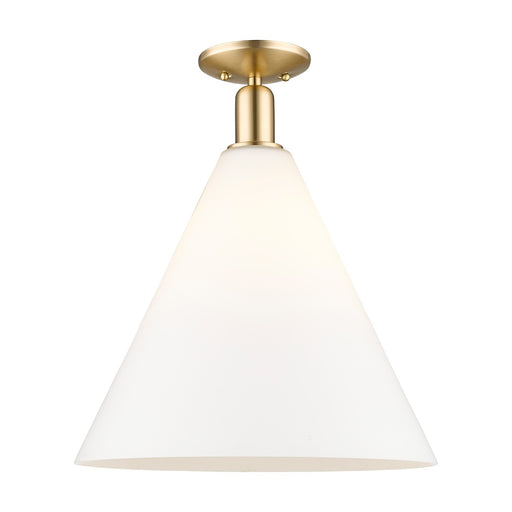 Innovations Berkshire Glass 16in 1-Light Semi-Flush Mount | Industrial Champagne Bronze Steel and Matte White Glass | Hallway & | Model 716-1C-CB-GBC-161