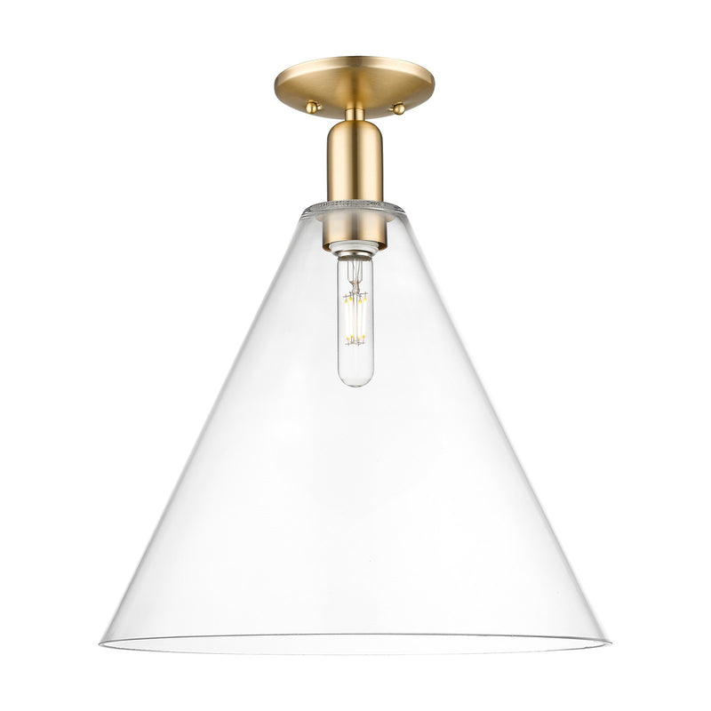 Innovations Berkshire Glass 16in 1-Light Semi-Flush Mount | Industrial Champagne Bronze Steel and Clear Glass | Entryway & | Model 716-1C-CB-GBC-162