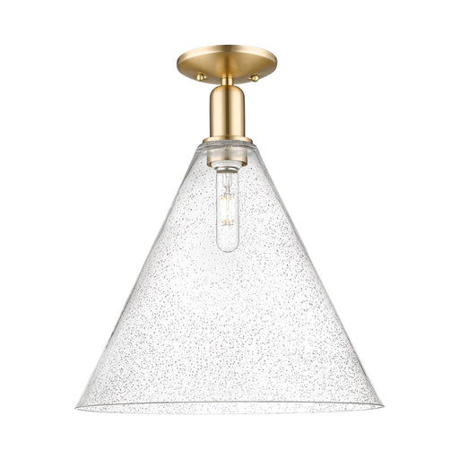 Innovations Berkshire Glass 16in 1-Light Semi-Flush Mount | Industrial Champagne Bronze Steel and Seedy Glass | Entryway & | Model 716-1C-CB-GBC-164