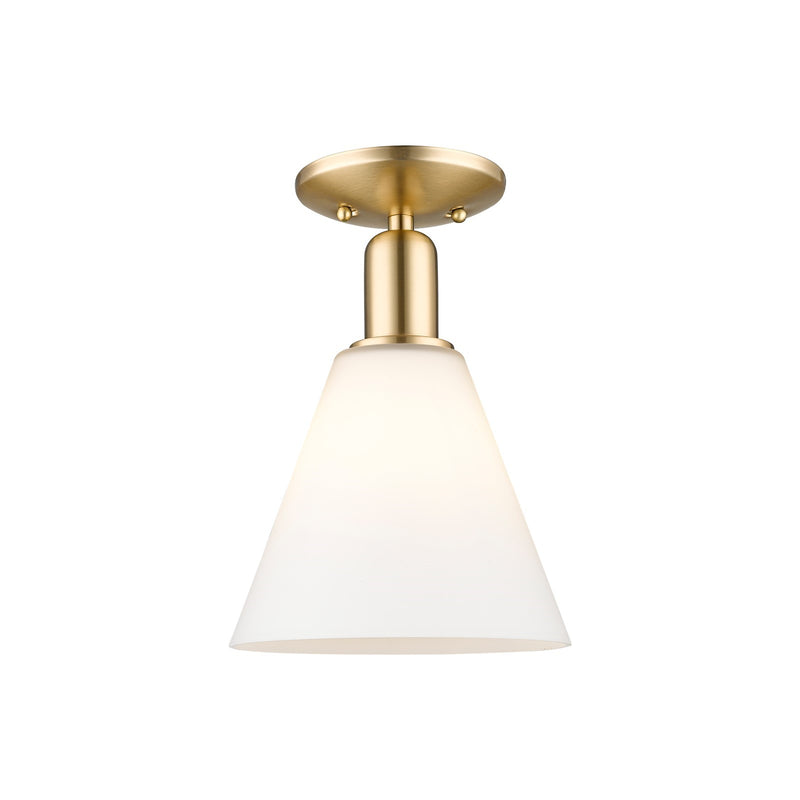 Innovations Berkshire Glass 8in 1-Light Semi-Flush Mount | Industrial Champagne Bronze Steel and Matte White Glass | Entryway & | Model 716-1C-CB-GBC-81