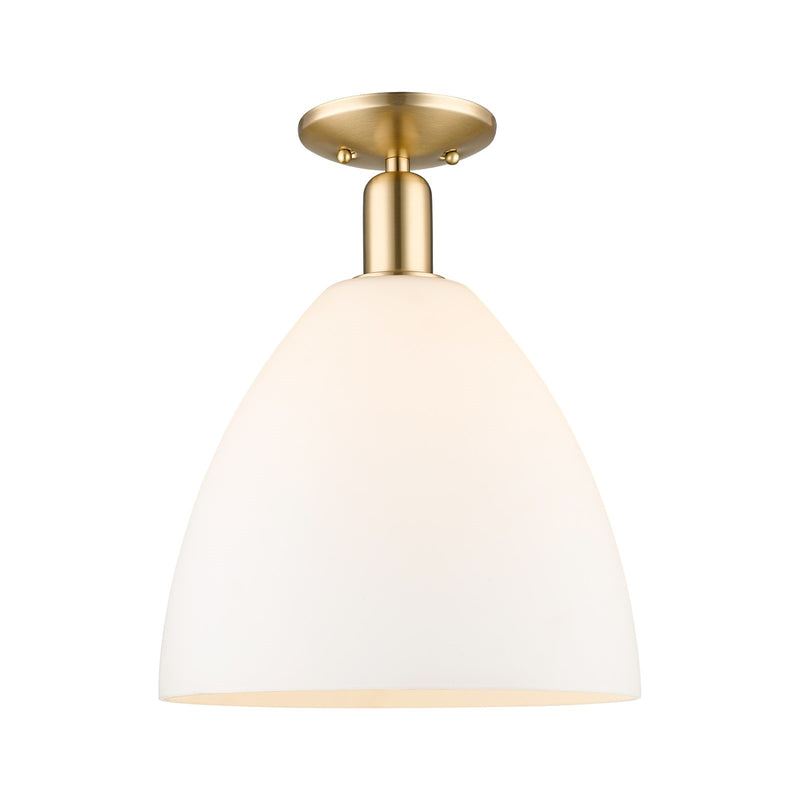 Innovations Bristol 12in 1-Light Semi-Flush Mount | Industrial Champagne Bronze Steel and Matte White Glass | Entryway & Hallway | Model 716-1C-CB-GBD-121