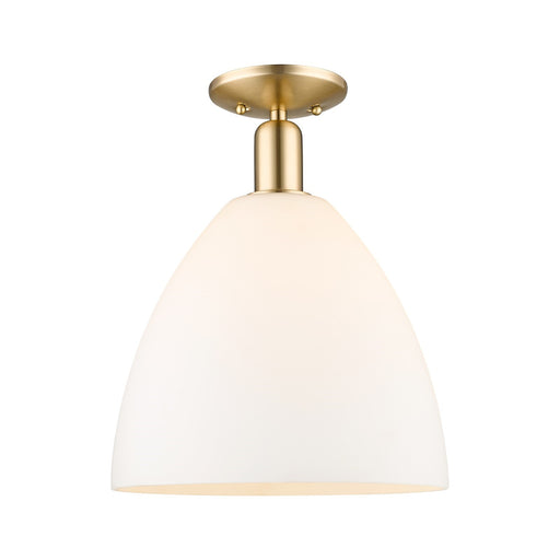 Innovations Bristol 12in 1-Light Semi-Flush Mount | Industrial Champagne Bronze Steel and Matte White Glass | Entryway & Hallway | Model 716-1C-CB-GBD-121