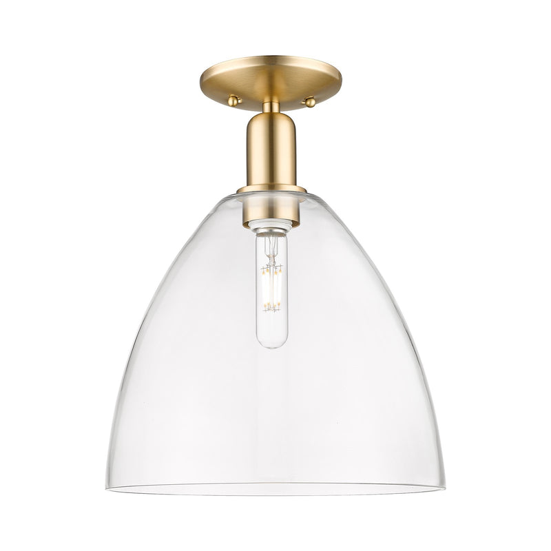 Innovations Bristol 12in 1-Light Semi-Flush Mount | Industrial Champagne Bronze Steel and Clear Glass | Entryway & Hallway | 12 | Model 716-1C-CB-GBD-122