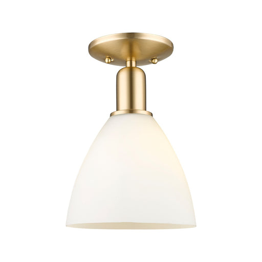 Innovations Bristol 7.5in 1-Light Semi-Flush Mount | Industrial Champagne Bronze Steel and Matte White Glass | Entryway & | Model 716-1C-CB-GBD-751