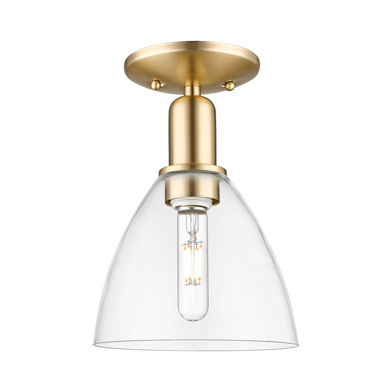 Innovations Bristol 7.5in 1-Light Semi-Flush Mount | Industrial Champagne Bronze Steel and Clear Glass Dome | Entryway & Hallway | Model 716-1C-CB-GBD-752