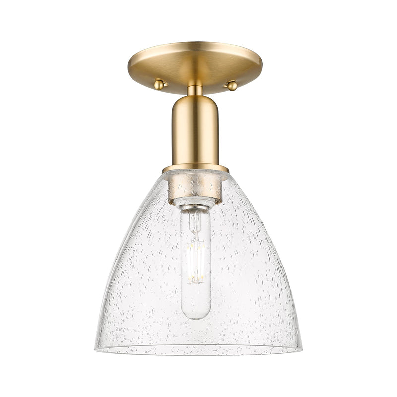 Innovations Bristol 8in 1-Light Semi-Flush Mount | Industrial Champagne Bronze Steel and Seedy Glass Dome | Hallway & Entryway | Model 716-1C-CB-GBD-754