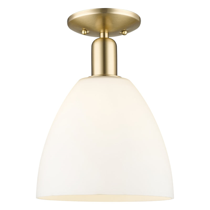 Innovations Bristol 9in 1-Light Semi-Flush Mount | Industrial Champagne Bronze Steel and Matte White Glass | Entryway & Hallway | Model 716-1C-CB-GBD-91