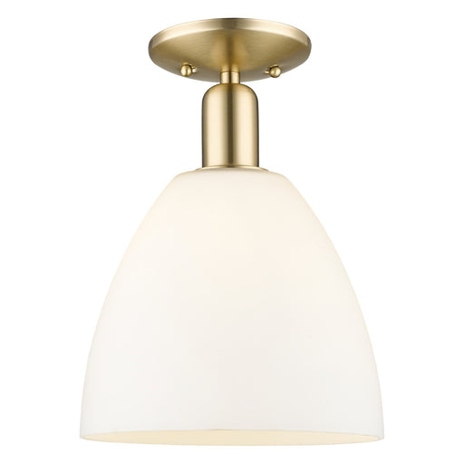 Innovations Bristol 9in 1-Light Semi-Flush Mount | Industrial Champagne Bronze Steel and Matte White Glass | Entryway & Hallway | Model 716-1C-CB-GBD-91