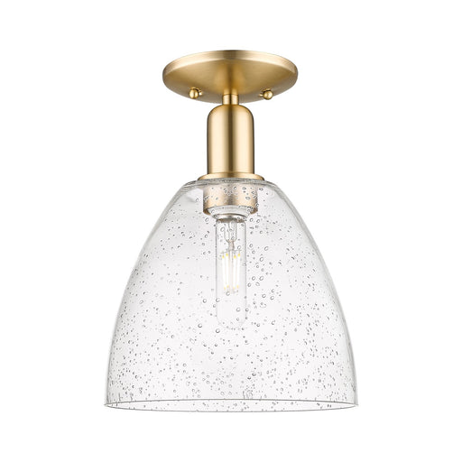 Innovations Bristol 9in 1-Light Semi-Flush Mount | Industrial Champagne Bronze Steel and Seedy Glass | Damp-Rated Entryway & | Model 716-1C-CB-GBD-94