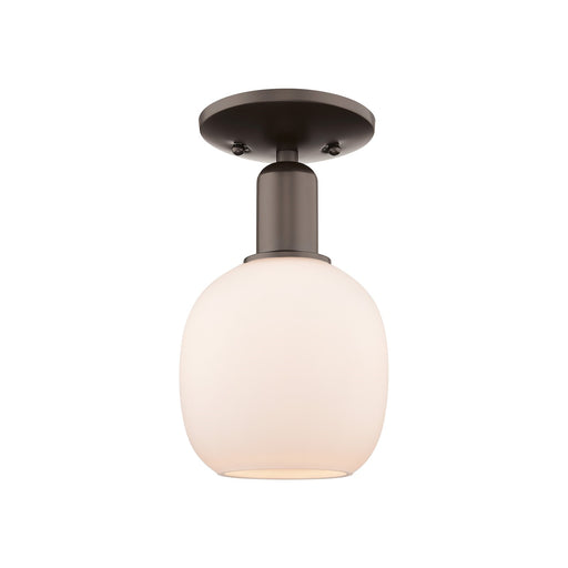 Innovations Belfast 6in 1-Light Semi-Flush Mount | Industrial Oil Rubbed Bronze and Matte White Glass | Hallway & Entryway | 6 x 6 | Model 716-1C-OB-G101