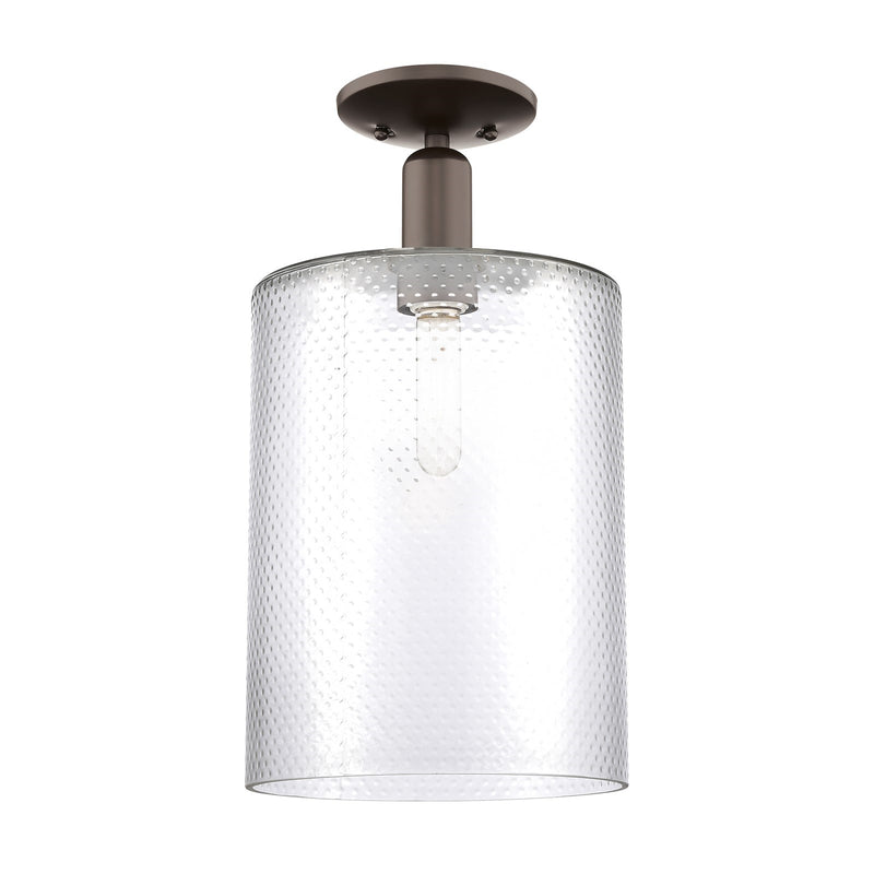 Innovations Cobbleskill 9in 1-Light Semi-Flush Mount | Industrial Oil Rubbed Bronze Steel and Clear Glass | Entryway & Hallway | Model 716-1C-OB-G112-L
