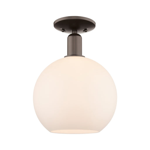 Innovations Athens 10in 1-Light Semi-Flush Mount | Industrial Oil Rubbed Bronze Steel and Matte White Glass | Entryway & Hallway | Model 716-1C-OB-G121-10