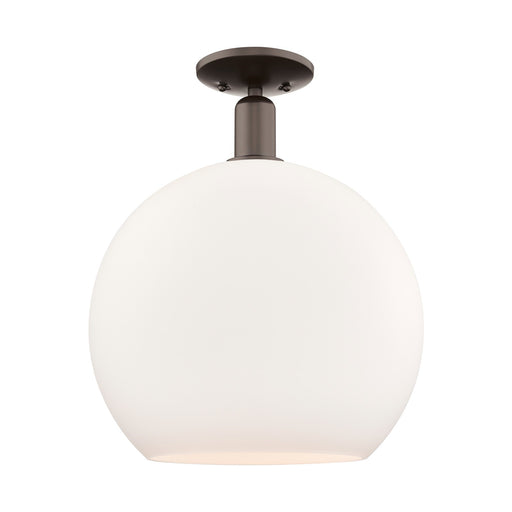 Innovations Athens 14in 1-Light Semi-Flush Mount | Industrial Oil Rubbed Bronze Steel and Matte White Glass | Entryway & Hallway | Model 716-1C-OB-G121-14