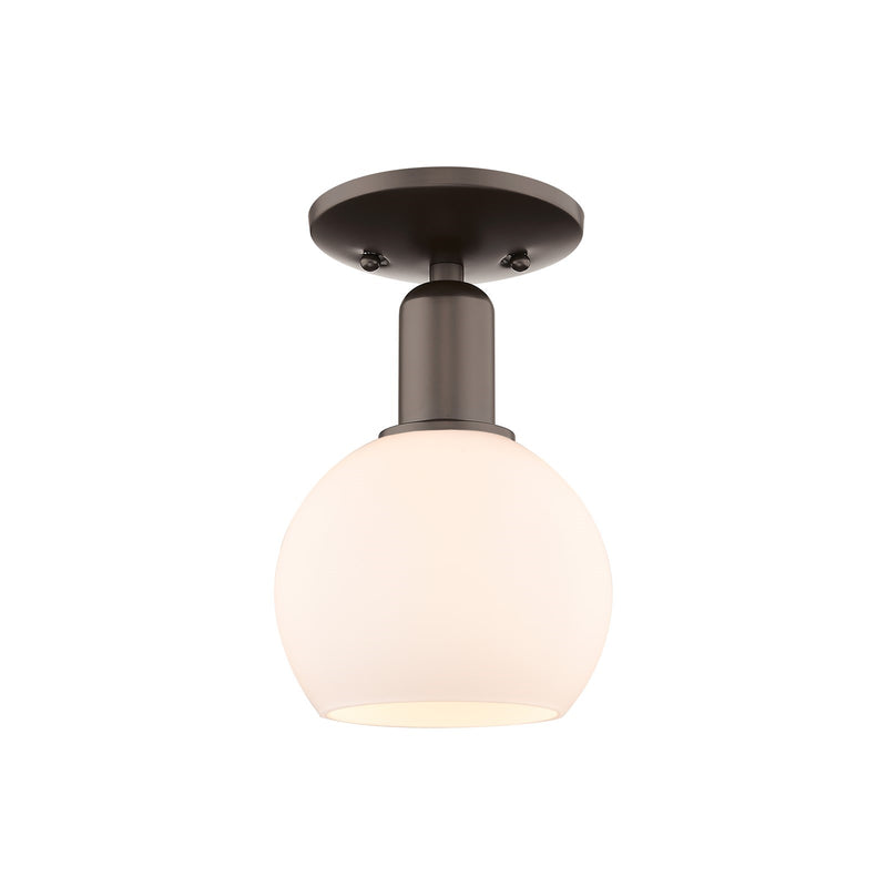 Innovations Athens 6in 1-Light Semi-Flush Mount | Industrial Oil Rubbed Bronze and Matte White Glass | Hallway & Entryway | 5.88 | Model 716-1C-OB-G121-6