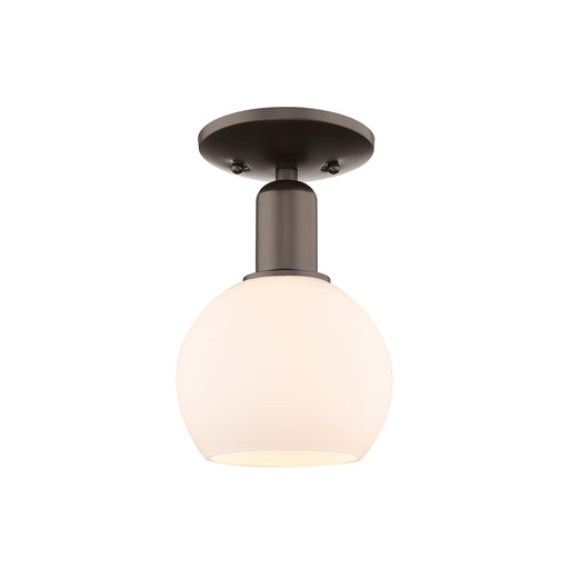 Innovations Athens 6in 1-Light Semi-Flush Mount | Industrial Oil Rubbed Bronze and Matte White Glass | Hallway & Entryway | 5.88 | Model 716-1C-OB-G121-6