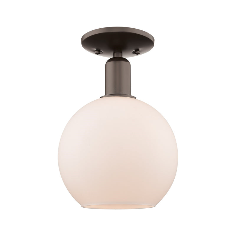 Innovations Athens 8in 1-Light Semi-Flush Mount | Industrial Oil Rubbed Bronze and Matte White Glass | Entryway & Hallway | 8 x 8 | Model 716-1C-OB-G121-8