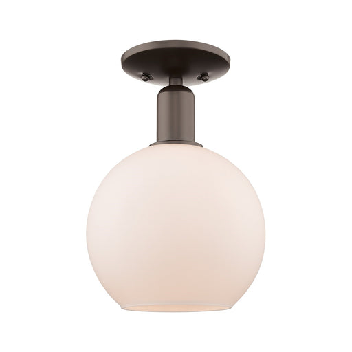 Innovations Athens 8in 1-Light Semi-Flush Mount | Industrial Oil Rubbed Bronze and Matte White Glass | Entryway & Hallway | 8 x 8 | Model 716-1C-OB-G121-8