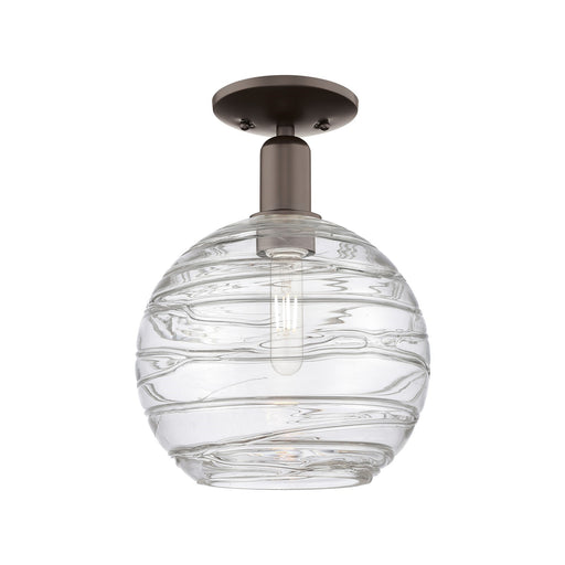Innovations Athens Deco Swirl 10in 1-Light Semi-Flush Mount | Industrial Oil Rubbed Bronze Steel and Clear Deco Swirl Glass | Model 716-1C-OB-G1213-10CL