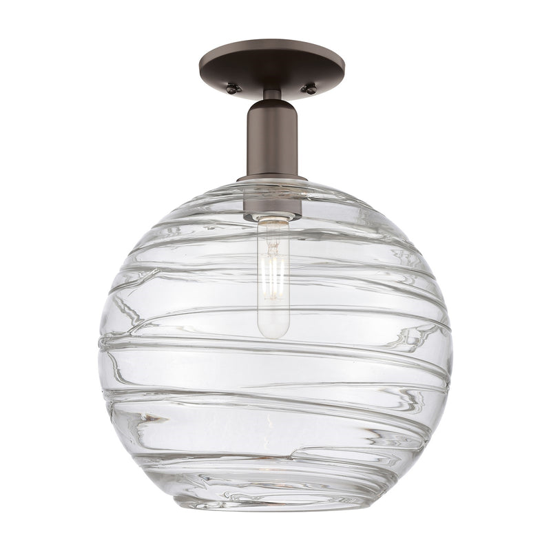 Innovations Athens Deco Swirl 12in 1-Light Semi-Flush Mount | Industrial Oil Rubbed Bronze and Clear Glass | Entryway & | Model 716-1C-OB-G1213-12CL