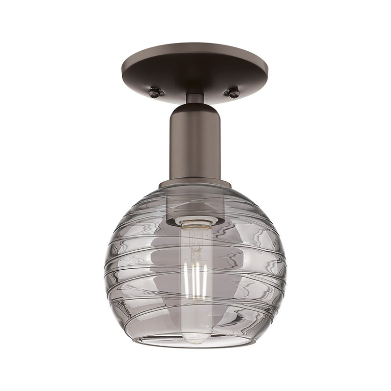 Innovations Athens Deco Swirl 1Lt 6" Semi-Flush, BZ/Smoke - 716-1C-OB-G1213-6SM