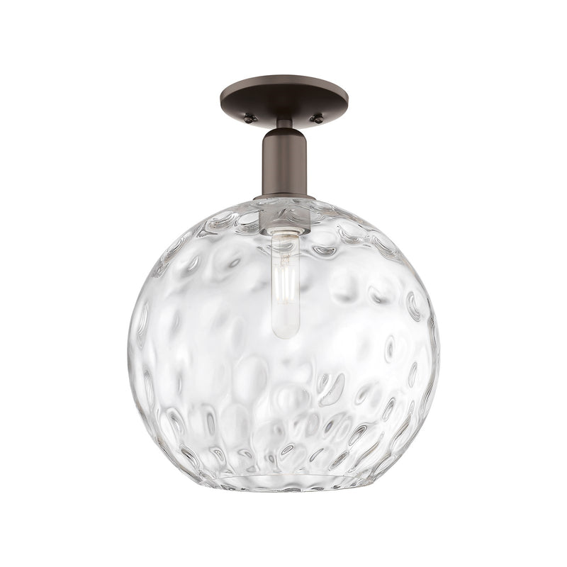 Innovations Athens 12in 1-Light Semi-Flush Mount | Industrial Oil Rubbed Bronze Steel and Clear Water Glass | Entryway & | Model 716-1C-OB-G1215-12