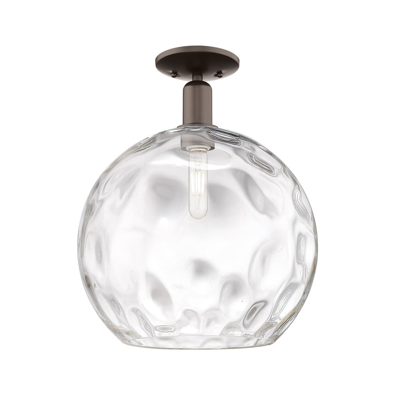 Innovations Athens 13in 1-Light Semi-Flush Mount | Industrial Oil Rubbed Bronze Steel and Clear Water Glass | Entryway & | Model 716-1C-OB-G1215-14