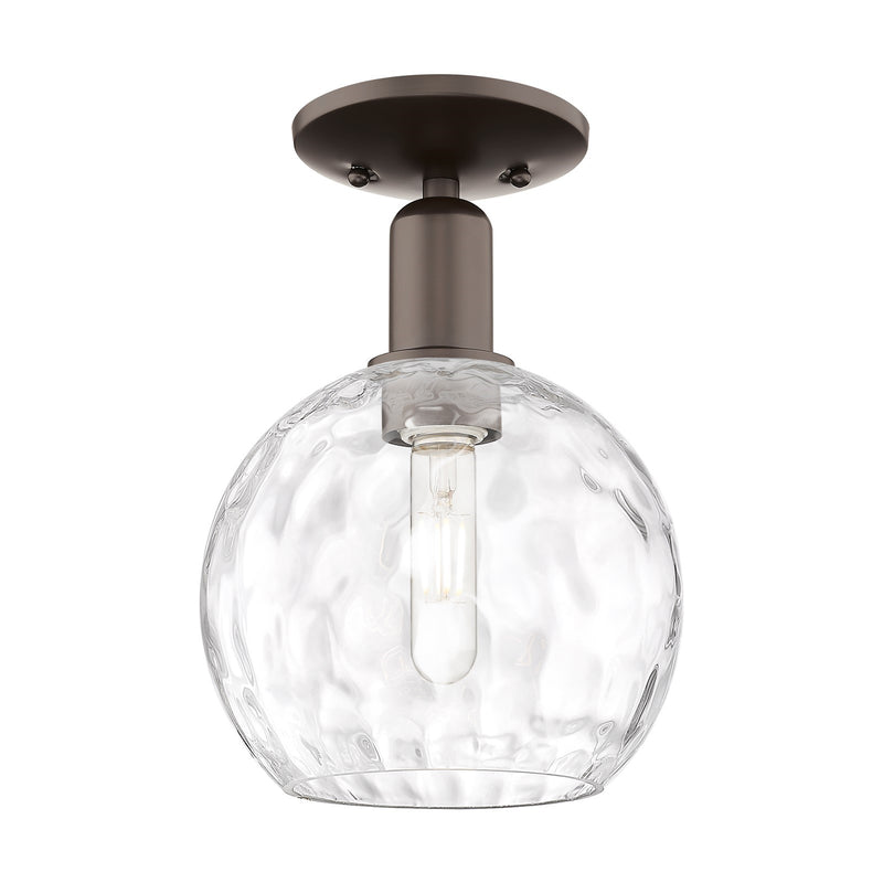 Innovations Athens Water Glass 8in 1-Light Semi-Flush Mount | Industrial Oil Rubbed Bronze Steel and Clear Water Glass | Hallway | Model 716-1C-OB-G1215-8