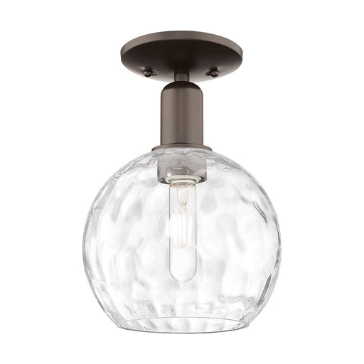 Innovations Athens Water Glass 8in 1-Light Semi-Flush Mount | Industrial Oil Rubbed Bronze Steel and Clear Water Glass | Hallway | Model 716-1C-OB-G1215-8