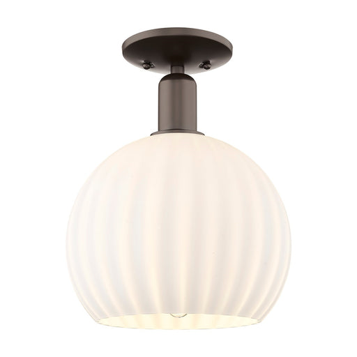 Innovations Lighting Arcadia 10in 1-Light Semi-Flush Mount | Industrial Oil Rubbed Bronze and White Venetian Glass | Entryway | Model 716-1C-OB-G1217-10WV
