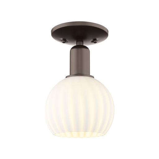 Innovations Lighting Arcadia 6in 1-Light Semi-Flush Mount | Industrial Oil Rubbed Bronze and White Venetian Glass | Entryway & | Model 716-1C-OB-G1217-6WV