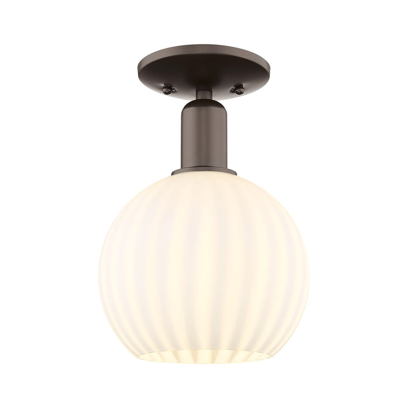 Innovations Lighting Arcadia 8in 1-Light Semi-Flush Mount | Industrial Oil Rubbed Bronze and White Venetian Glass | Entryway & | Model 716-1C-OB-G1217-8WV